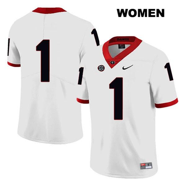 Georgia Bulldogs Women's Divaad Wilson #1 NCAA No Name Legend Authentic White Nike Stitched College Football Jersey WSL8456YK